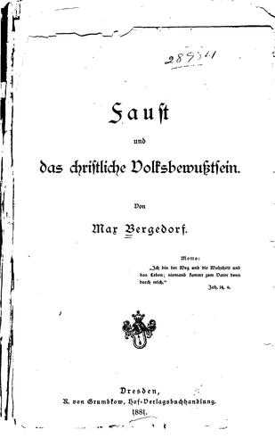 Faust und das christliche Volksbewusstsein