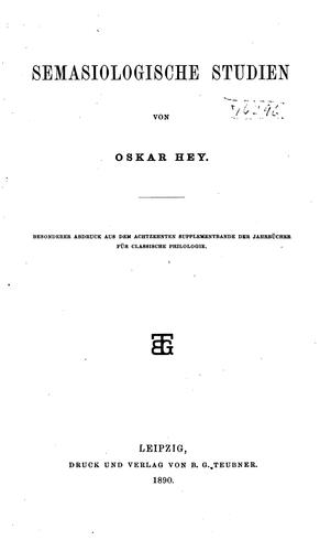 Semasiologische Studien