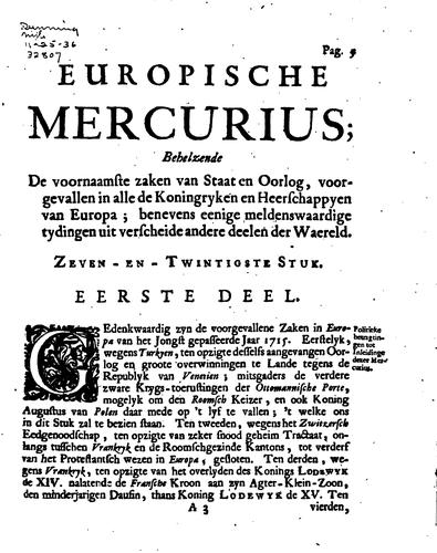 Nederlansch gedenkboek: of, Europische mercurius