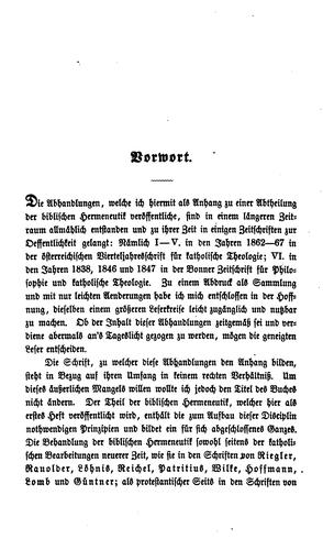 Prolegomena zur biblischen Hermeneutik. Nebst einem Anhang