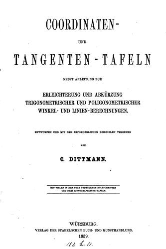 Coordinaten- und Tangenten-Tafeln. Nebst Anleitung