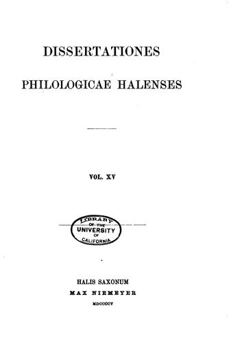 Dissertationes Philologicae Halenses