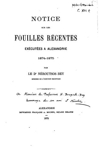 Notice sur les fouilles récentes exécutées à Alexandrie
