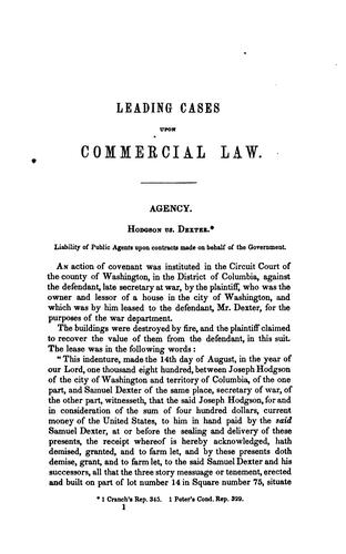 A Selection of Leading Cases Upon Commercial Law Decided by the Supreme Court of the United States