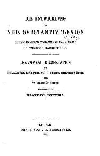 Die Entwicklung der Nhd. Substantivflexion ihrem inneren Zusammenhange nach in umrissen dargestellt