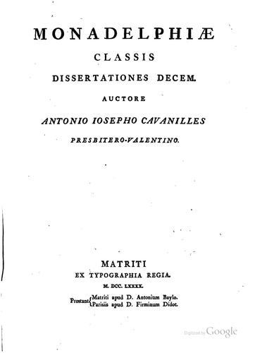 Monadelphiæ classis dissertationes decem