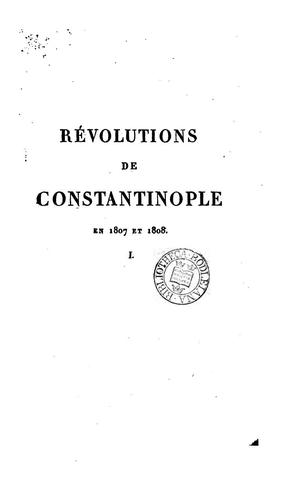 Révolutions de Constantinople en 1807 et 1808