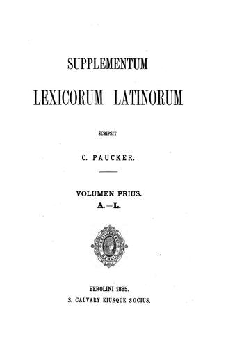 Supplementum Lexicorum Latinorum