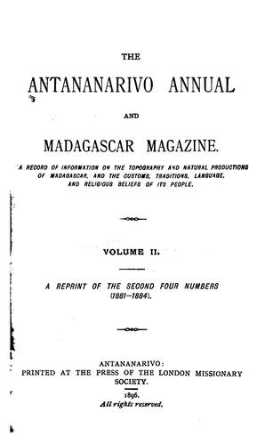 The Antananarivo Annual and Madagascar Magazine