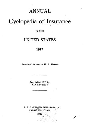 0Annual Cyclopedia of Insurance in the United States