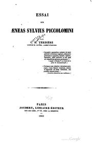 Essai sur Aeneas Sylvius Piccolomini