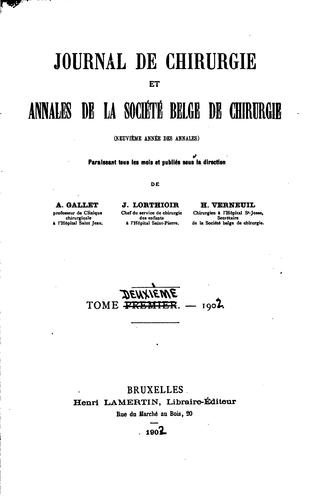 Journal de chirurgie et annales de la Société Belge de Chirurgie
