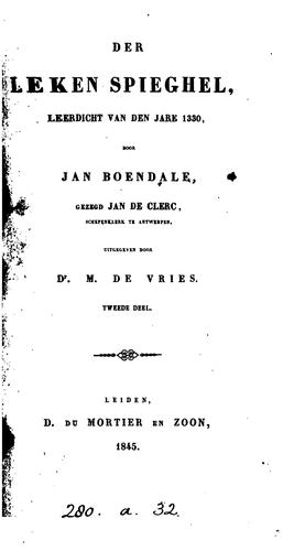 Der leken spieghel, leerdicht, toegekend aan J. Deckers, uitg. door M. de Vries. (Werken. Vereen ...