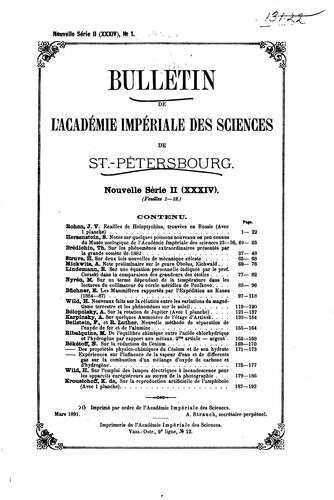 Bulletin de l'Académie impériale des sciences de St.-Pétersbourg