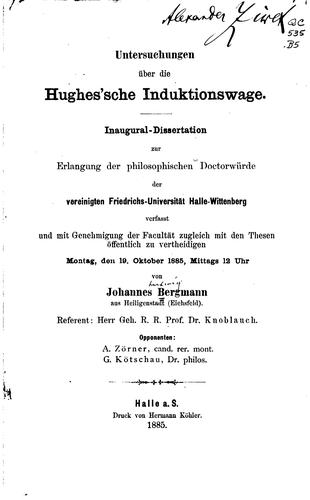 Untersuchungen über die Hughes'sche Induktionswage...