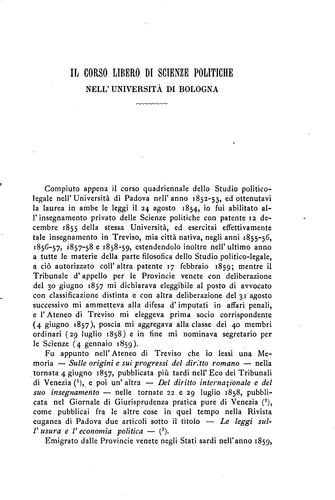 Il corso libero di scienze politiche nell' università di Bologna