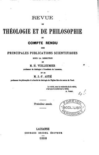 Revue de théologie et de philosophie