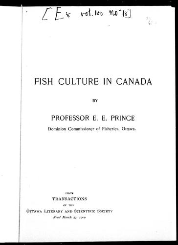 Fish culture in Canada