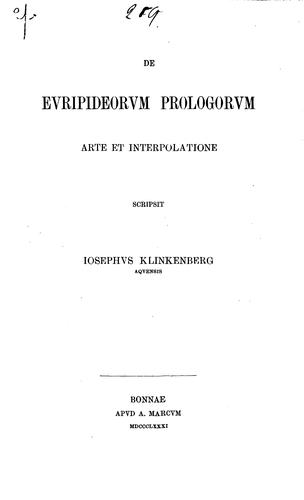 De Euripideorum prologorum arte et interpolatione