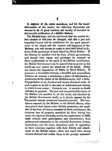 The Claims of the Maltese; Founded Upon the Principles of Justice