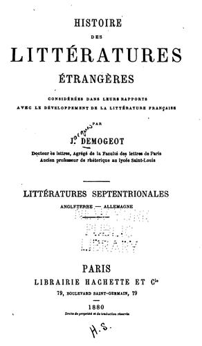 Histoire des littératures étrangères: considérées dans leurs rapports avec le développement de ..