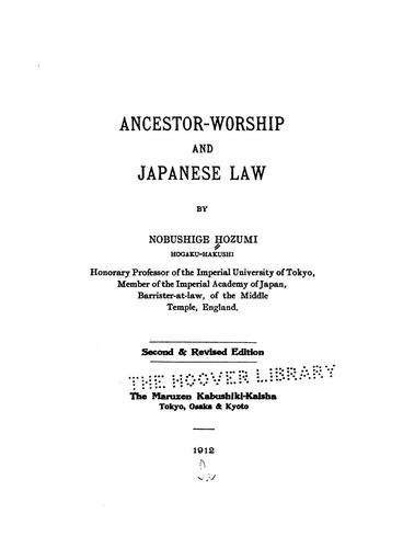 Ancestor-worship and Japanese Law