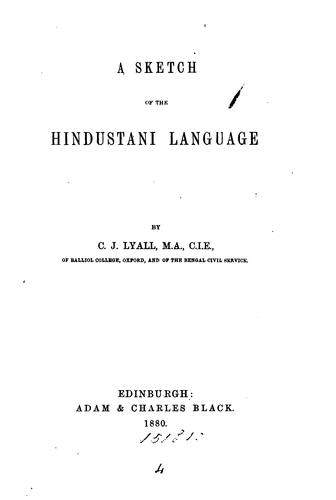 A Sketch of the Hindustani Language