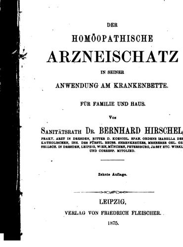 Der homöopathische Arzneischatz in seiner Anwendung am Krankenbette..