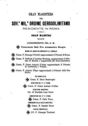 Ruolo generale del sov. m. ordine Gerosolimitano