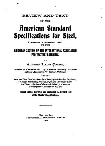 Review and Text of the American Standard Specifications for Steel Adopted in ..