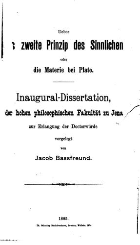 Ueber das zweite Prinzip des sinnlichen oder die Materie bei Plato