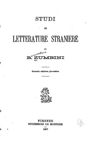 Studi di letterature straniere, di B. Zumbini