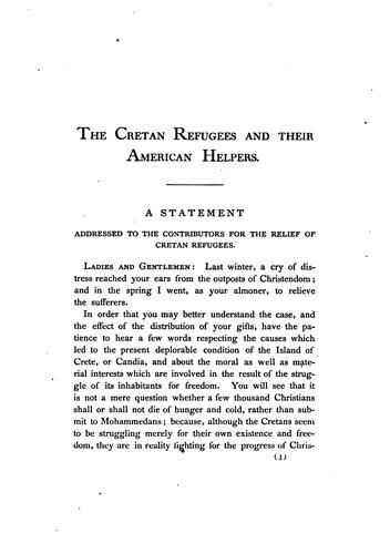 The Cretan Refugees and Their American Helpers