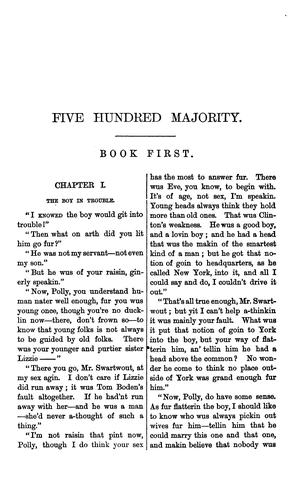 Five Hundred Majority, Or, The Days of Tammany