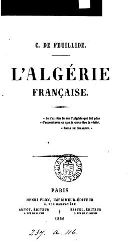 C. de Feuillide. L'Algérie francaise