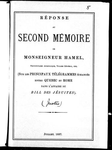 Réponse au second mémoire du Monseigneur Hamel