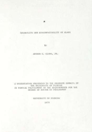 Solubility and biocompatibility of glass