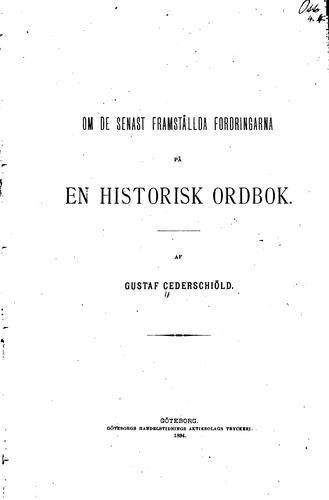 Om de senast framställda fordringarna på en historisk ordbok