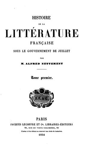 Histoire de la littérature française sous le gouvernement de juillet