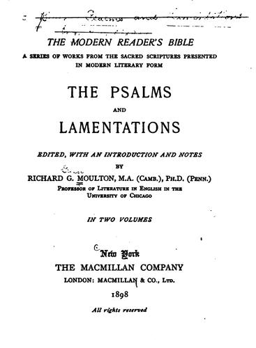The Psalms and Lamentations
