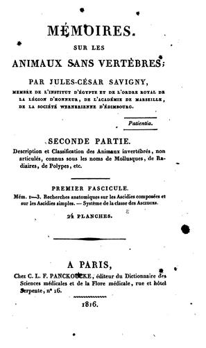 Mémoires sur les animaux sans vertèbres