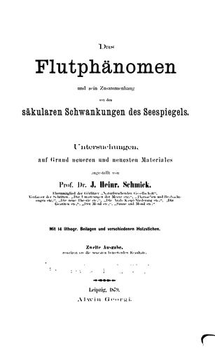 Das Flutphänomen und sein Zusammenhang mit den säkularen Schwankungen des Seespiegels ..