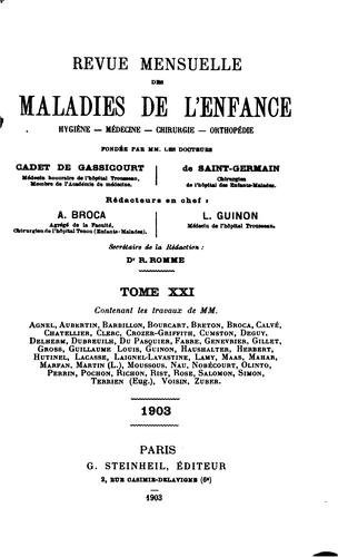 Revue mensuelle des maladies de l'enfance