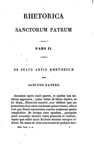 Rhetorica sanctorum patrum: qua eorum tempora vita, opera, operumque ..