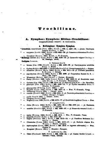 Trochilinarum enumeratio ..