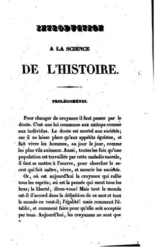 Introduction à la science de l'histoire, ou, Science du développement de l ..