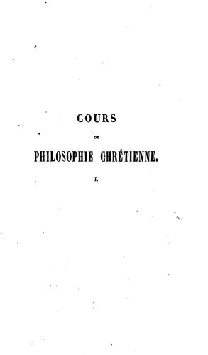 Cours de philosophie chrétienne