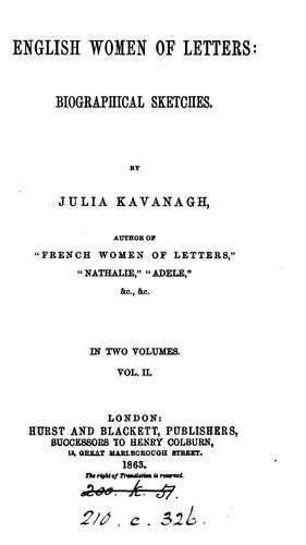 English women of letters: Biographical Sketches