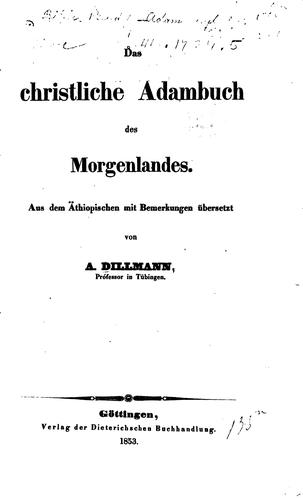 Das christliche Adambuch des Morgenlandes