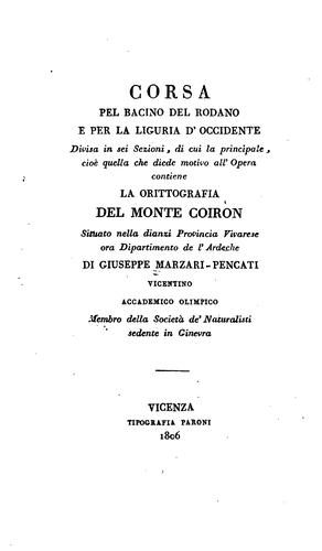 Corsa pel bacino del Rodano e per la Liguria d'occidente: divisa in sei sezioni, di cui la ..